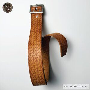 48" Heritage Leather Co. Saddle Leather Basketweave Belt - 1 3/4" Wide